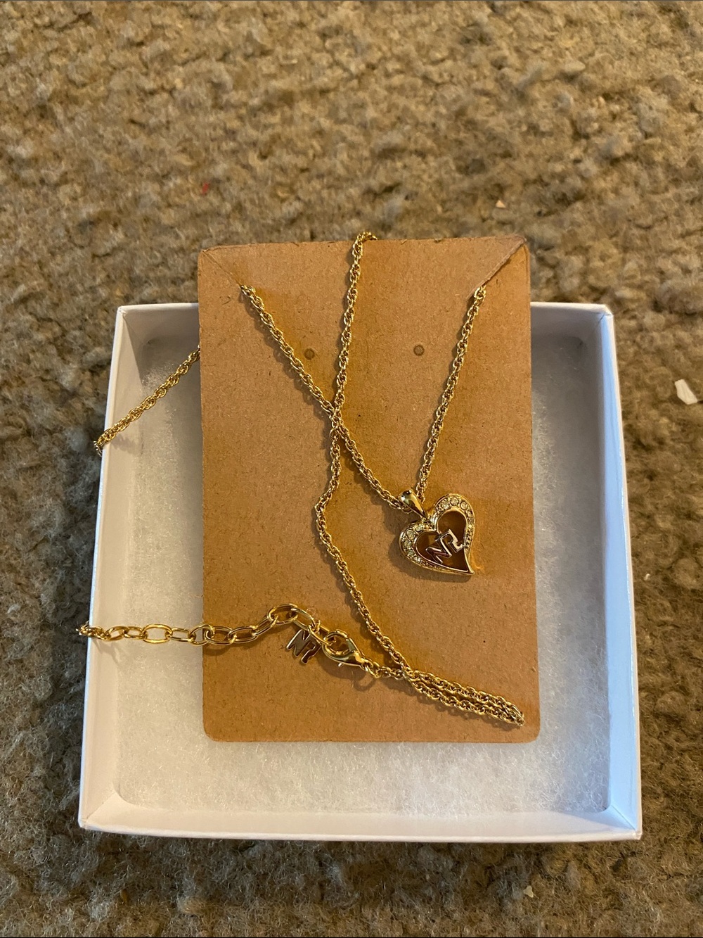 Nina Ricci Gold Heart Locket Necklace with Crystal Trim